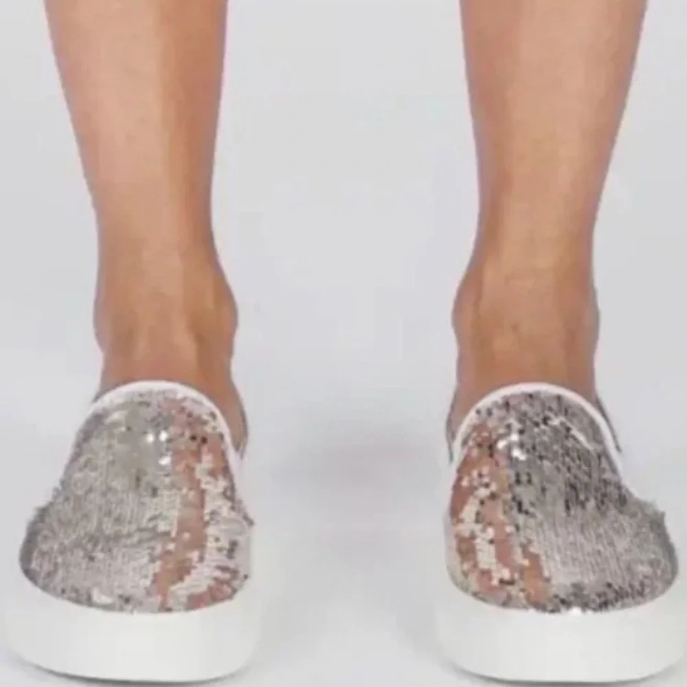 Tory Burch Carter Leather Slip-On Sneaker US 5.5 Sparkle Gold/Snow White $248
